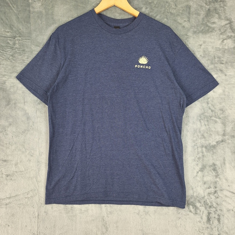 Poncho Outdoors Shirt Large Blue Tee Western Fishing Hunting Slim Fit Casual